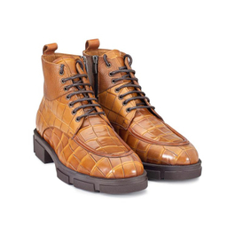 نیم بوت مردانه نوین چرم مدل 7027 MS3222 رنگ عسلی
