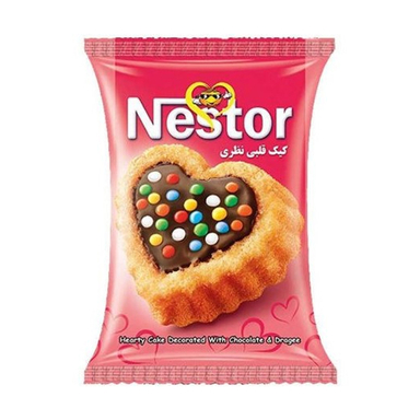 کیک کرم دار شکلاتی نظری با دراژه کاکائویی وزن 65 گرم
