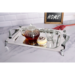 سینی بزرگ استیل پایه دار براق کد 4022