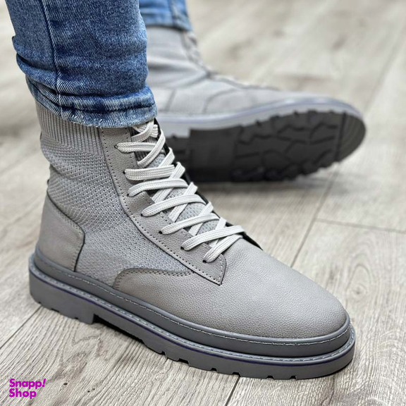 بوت ساق بلند مردانه کد 34126 رنگ طوسی