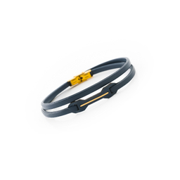 دستبند چرم و طلا 18 عیار مردانه روژا گلد کد 74247