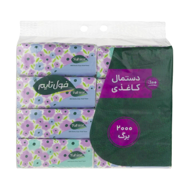 دستمال کاغذی 250 برگ فول تایم مدل گل دار بسته 8 عددی