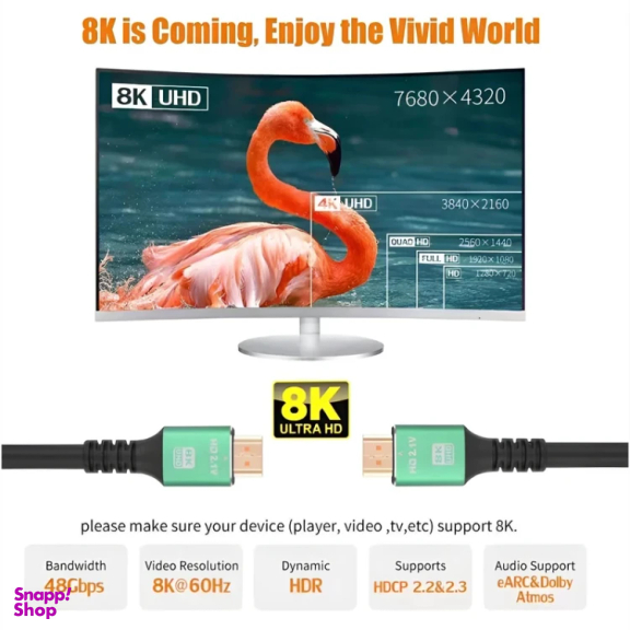 کابل HDMI 8K مدل HD2.1V Premium طول 1.8 متر