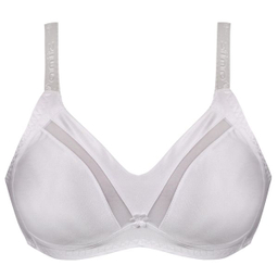 ست شورت و سوتین زنانه پانیذ مدل ساتن وسط توری بدون فنر کد 4648 رنگ سفید