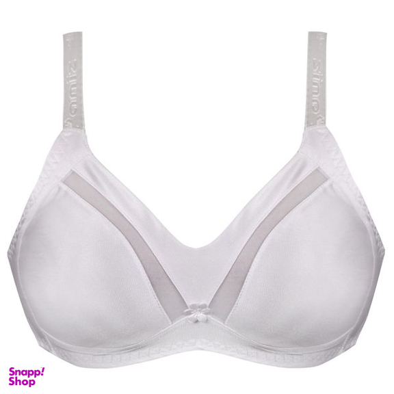 ست شورت و سوتین زنانه پانیذ مدل ساتن وسط توری بدون فنر کد 4648 رنگ سفید