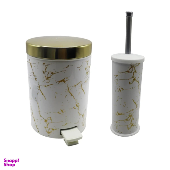ست سطل زباله و فرچه بهازکالا مدل ماربل کد YPB-3L