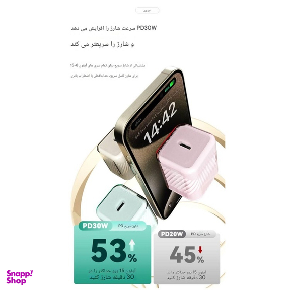 شارژر دیواری 33 وات جووی کد JC-138