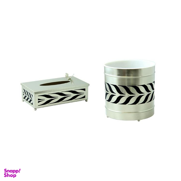 ست سطل زباله و جای دستمال کاغذی سالینو مدل برگ زیتون کد N-551