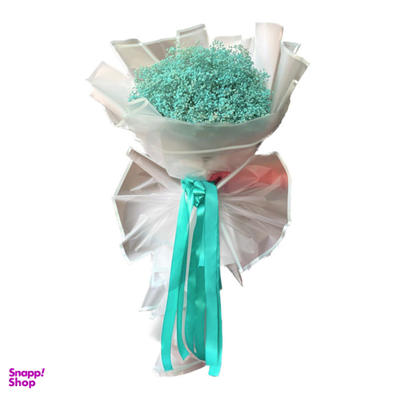 دسته گل عروس ژیپسوفیلا مدل گرد رنگ آبی