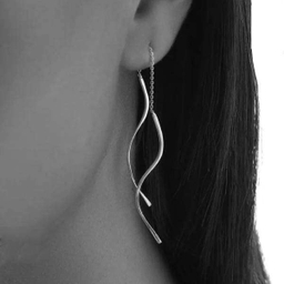 گوشواره نقره زنانه مدل کرلی موج دار کد 096