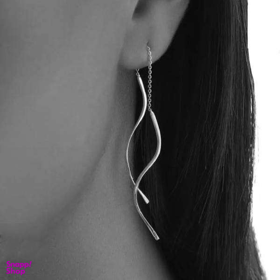 گوشواره نقره زنانه مدل کرلی موج دار کد 096