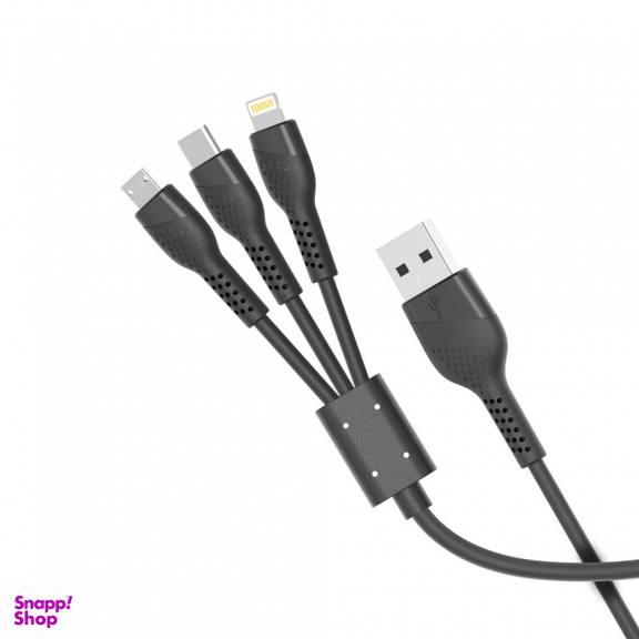 کابل تبدیل USB به microUSB  / لایتنینگ  / USB-C کاجیتل مدل 3in1 طول 1.2 متر