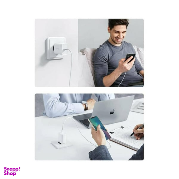 شارژر دیواری یوگرین مدل CD137 کد 50698 همراه با کابل USB-C to Lightning رنگ سفید