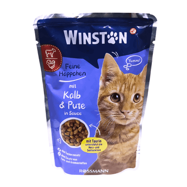 پوچ گربه وینستون با طعم گوشت گوساله و بوقلمون وزن 100 گرم