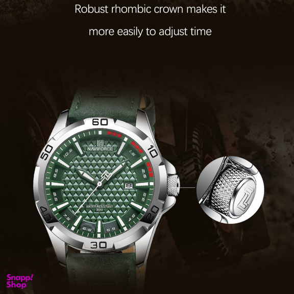 ساعت مچی عقربه ای مردانه نیوی فورس مدل تقویم دار بند جیر کد NF8023-S/GN