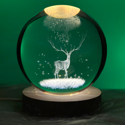 چراغ خواب مدل گوی کریستال طرح گوزن سه بعدی