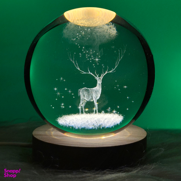 چراغ خواب مدل گوی کریستال طرح گوزن سه بعدی