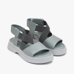 صندل زنانه چرم تهران کد A99T رنگ نقرابی