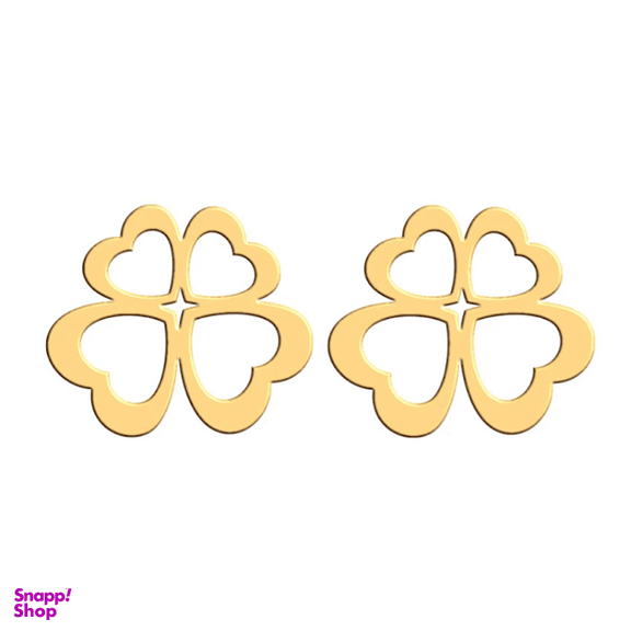 گوشواره طلا 18 عیار زنانه طرح گل شبدر کد 0073