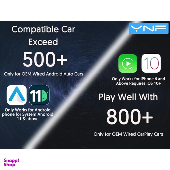 دانگل بی سیم کارپلی و اندروید اتو مدل YNF