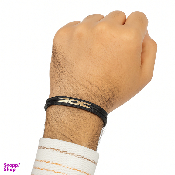 دستبند چرم و طلا 18 عیار مردانه کد 465