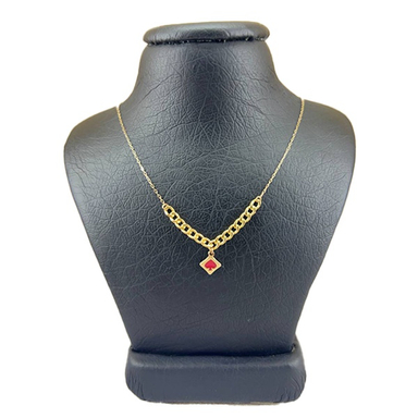 گردنبند طلا 18 عیار زنانه طرح کارتیر ظریف صورتی کد 58865