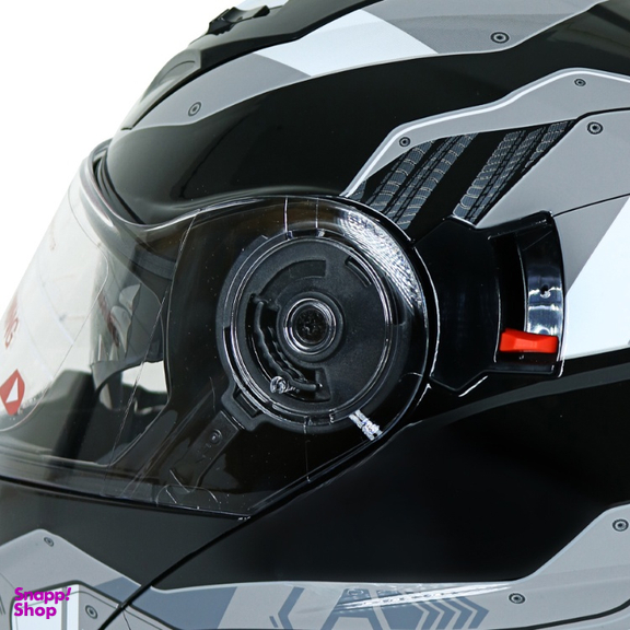 کلاه کاسکت بلوتوثی ردلاین مدل +939 Black Grey Shine به همراه کاور