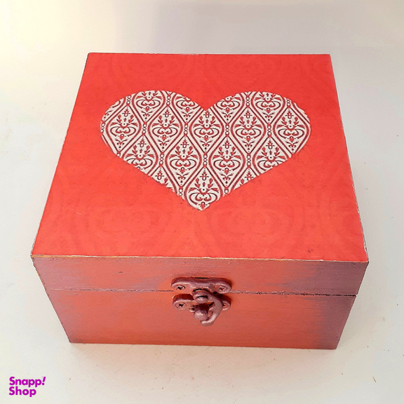 جعبه هدیه چوبی مدل فانتزی طرح دل کد SB15