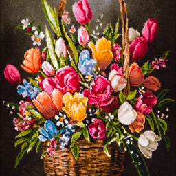 تابلو فرش دستباف سی پرشیا مدل گل در سبد حصیری کد 903806