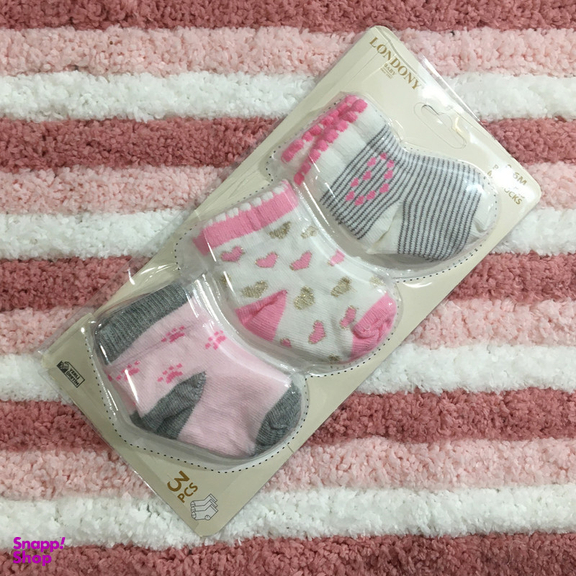 جوراب ساق کوتاه نوزادی لاندنی مدل 0503 بسته 3 عددی