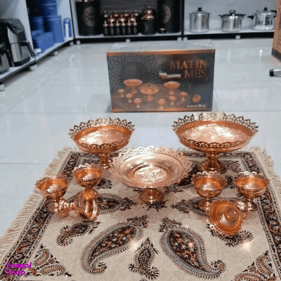 سرویس پذیرایی 9 مارچه مسی متین با سفره کد 1038