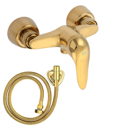 شیر اهرمی توالت و شیر اهرمی روشویی اندیکا مدل لاکچری به همراه شلنگ مجموعه 3 عددی