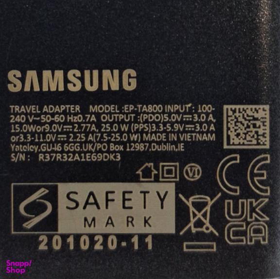 شارژر موبایل 25 وات سامسونگ مدل EP-TA800 به همراه کابل تایپ سی سهند کد K160