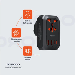 مبدل و شارژر یونیورسال پرودو مدل PD-FWCH044UK-BK