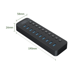 هاب 10 پورت USB 3.0 اوریکو مدل CT2U3-10AB به همراه آداپتور