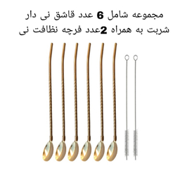 قاشق شربت خوری نی دار کد 8 مجموعه 8 عددی