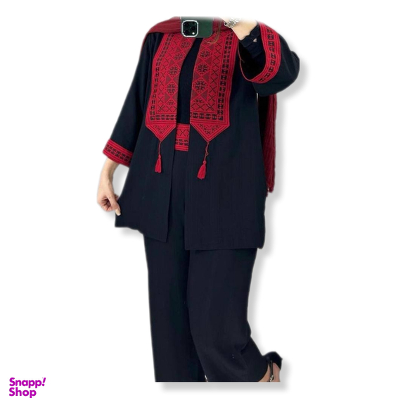 ست مانتو و شلوار زنانه طرح سنتی کتیبه کد 003