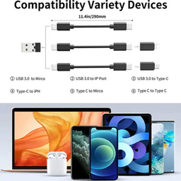 کابل تبدیل USB-C/USB به لایتنینگ/USB-C/MicroUSB بیوا مدل C-18 طول 0.28 متر