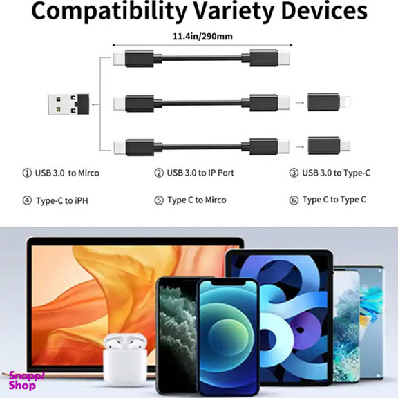 کابل تبدیل USB-C/USB به لایتنینگ/USB-C/MicroUSB بیوا مدل C-18 طول 0.28 متر