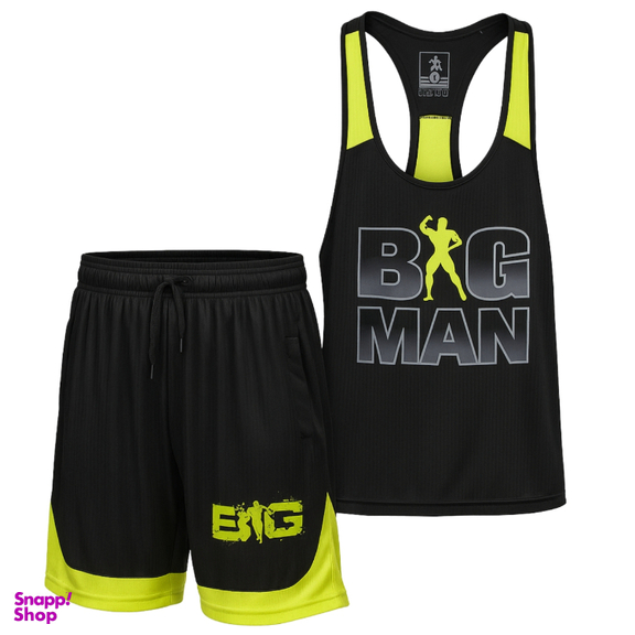 ست تاپ و شلوارک ورزشی مردانه کد 1551 رنگ مشکی سبز