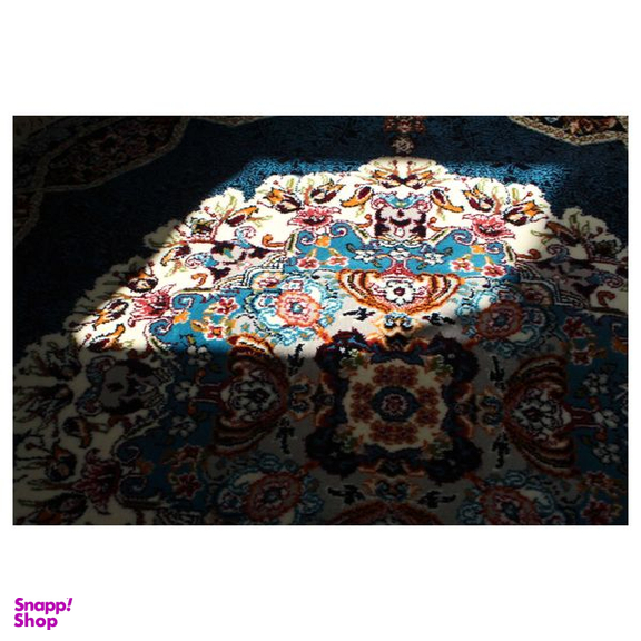 فرش ماشینی مدل دایره طرح هالیدی زمینه سرمه ای