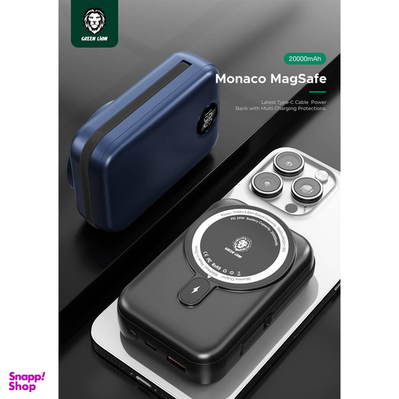 پاوربانک 22.5 وات گرین لاین مدل Monaco MagSafe ظرفیت 20000 میلی آمپر ساعت