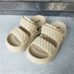 صندل زنانه پاپا مدل بافت دار نصر کد 128511 رنگ کرم