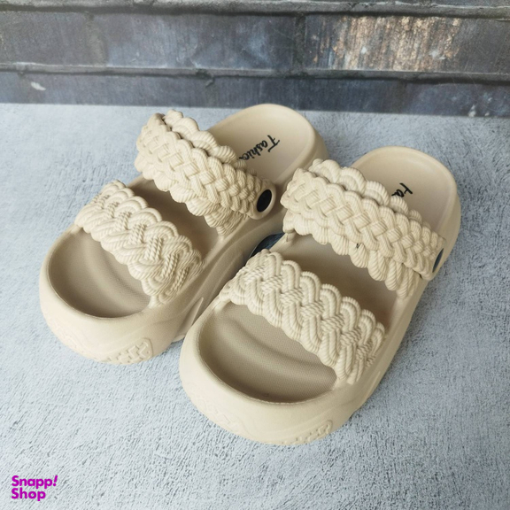 صندل زنانه پاپا مدل بافت دار نصر کد 128511 رنگ کرم