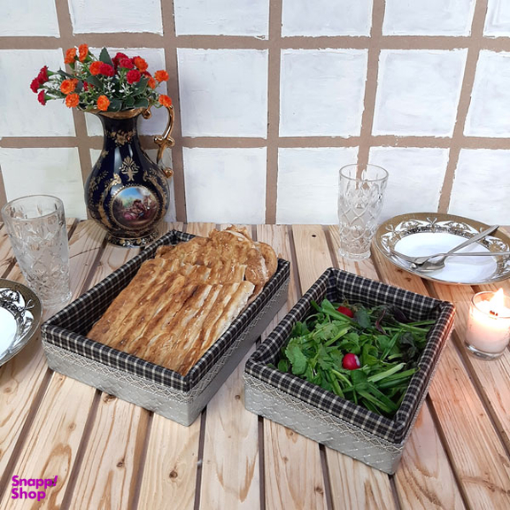 سبد نان و سبزی مدل چوب و چرم کد T1099T مجموعه 2 عددی