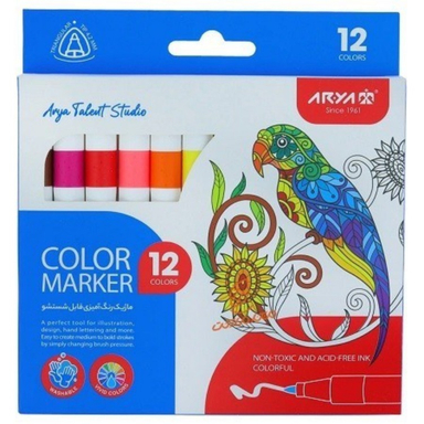 ماژیک نقاشی آریا مدل قابل شستشو کد 0179 بسته ۱۲ عددی