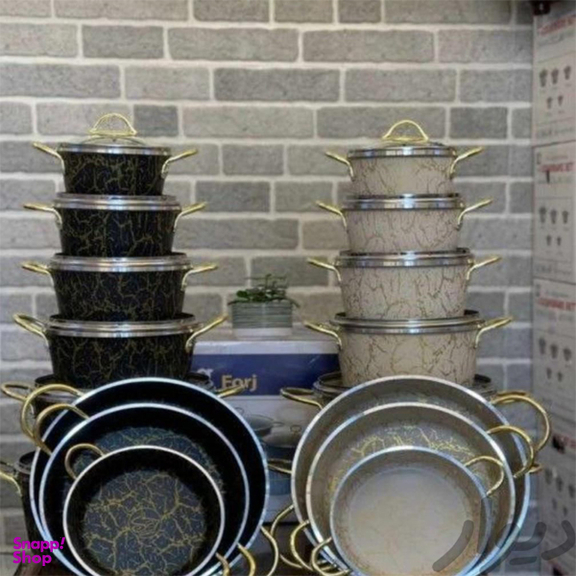 سرویس پخت و پز 15 پارچه کوشا طرح ماربل