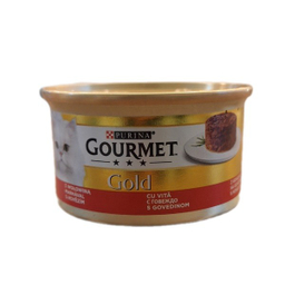 کنسرو غذای تر گربه گورمت مدل کیکی طعم گوشت گاو وزن 85 گرم