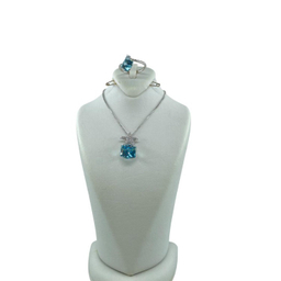 نیم ست زیور زنانه سواروسکی کد 0233 رنگ آبی