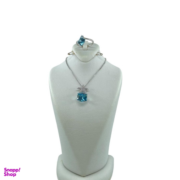 نیم ست زیور زنانه سواروسکی کد 0233 رنگ آبی